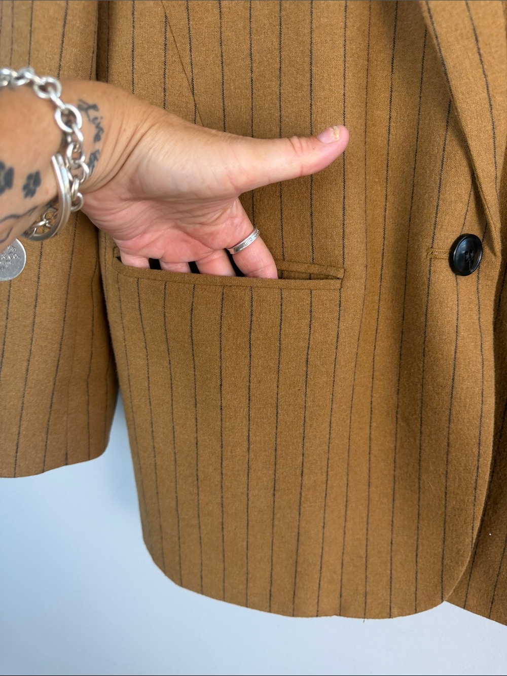 Madewell Bella Pinstripe Blazer Oversized Fit Size 4 Italian Wool Blend Office - Picture 6 of 16
